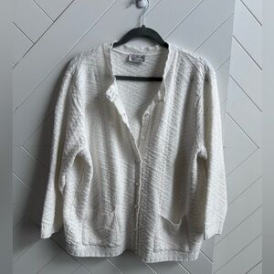 Women's vintage white D'Allaird's cable-knit cardigan sweater size L